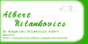 albert milankovics business card